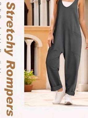 Everyday Stretch Romper Jumpsuit in Charcoal